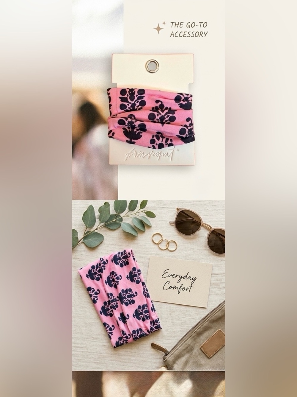 NWT FP Movement Rumble Hair Tie Pink Echo/Rose Black Buti Logo Scrunchie
